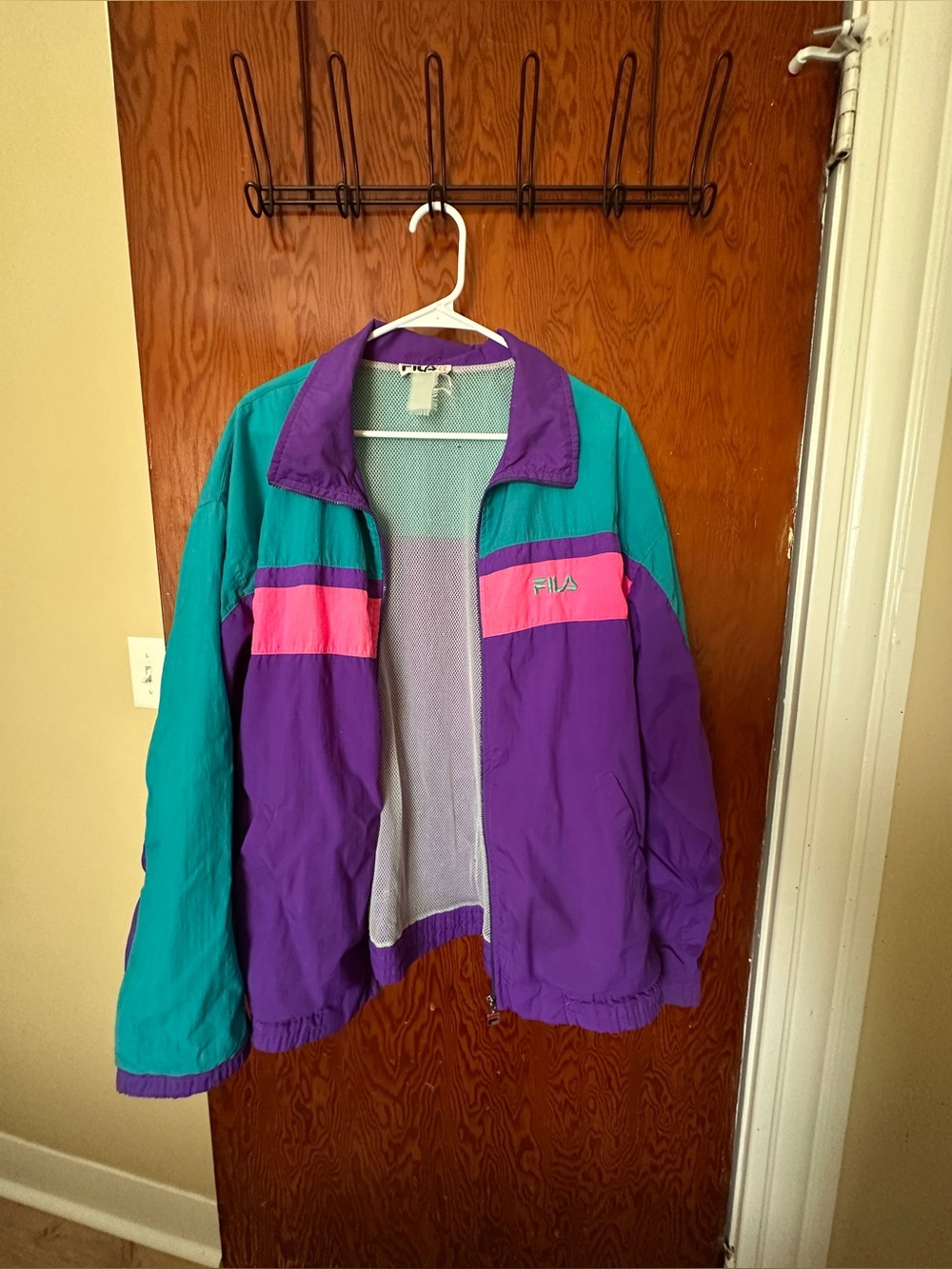 FILA kid's Retro Colorblock Windbreaker Jacket - Purple/Teal/Pink